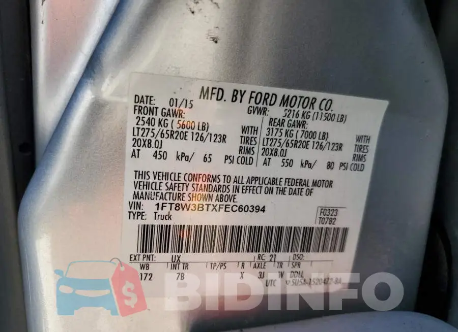 1FT8W3BTXFEC60394 Photo# 12