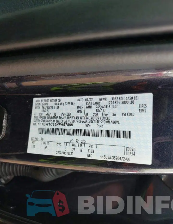 1FTEW1C85NFA97888 Photo# 13