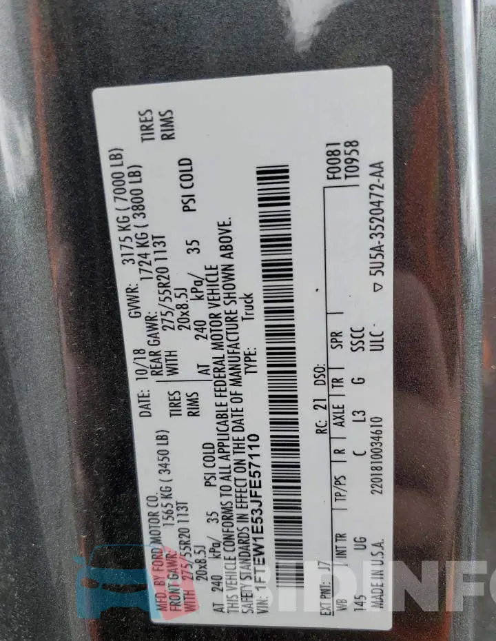 1FTEW1E53JFE57110 Photo# 12