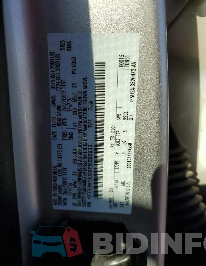1FTEW1EG9FKE85932 Photo# 12