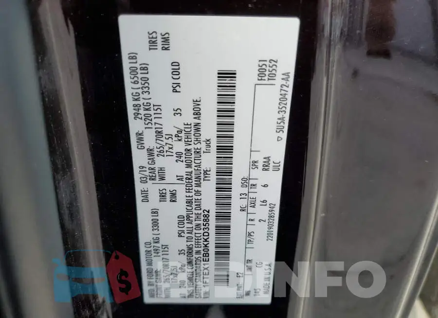 1FTEX1EB0KKD35882 Photo# 12