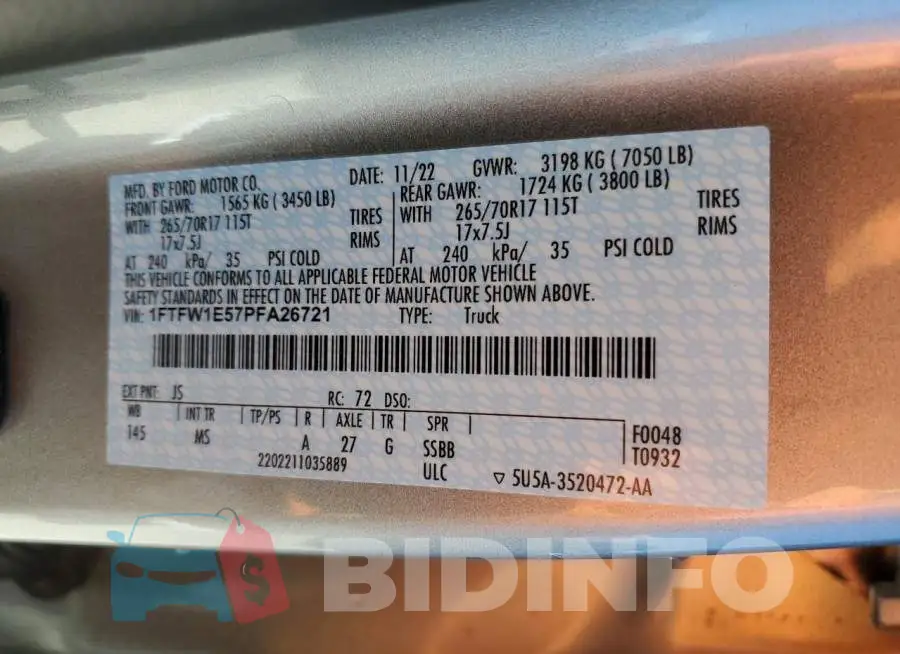 1FTFW1E57PFA26721 Photo# 12