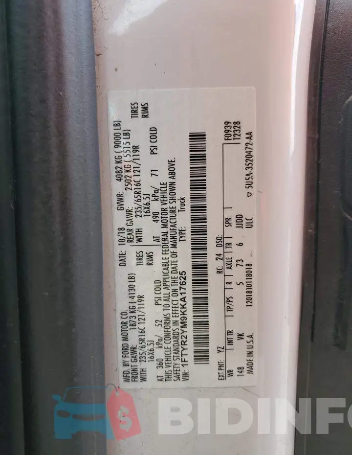 1FTYR2YM9KKA17625 Photo# 10