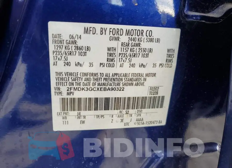2FMDK3GCXEBA90322 Photo# 14