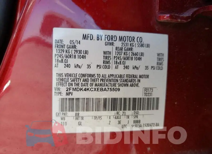 2FMDK4KCXEBA75509 Photo# 13