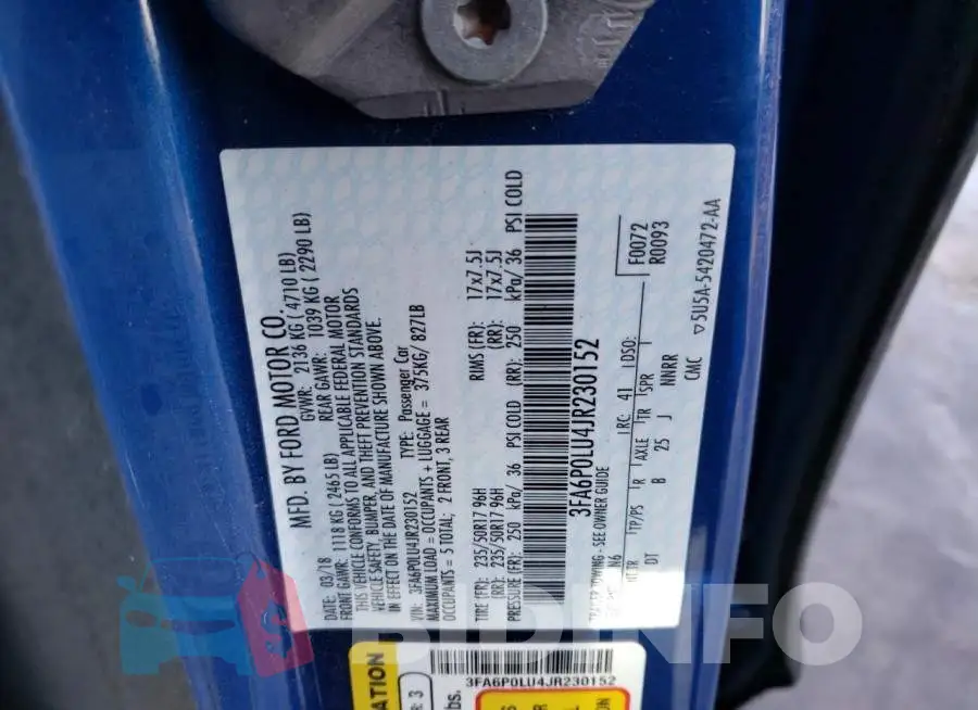 3FA6P0LU4JR230152 Photo# 12