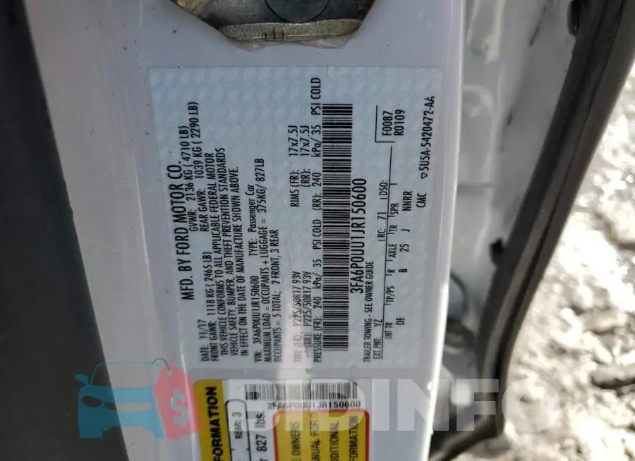 3FA6P0UU1JR150600 Photo# 12