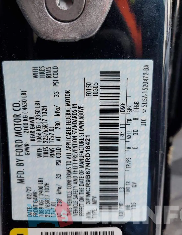 3FMCR9B67NRD18421 Photo# 14