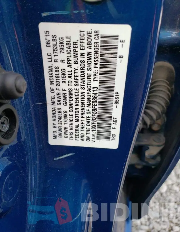 19XFB2F59FE086413 Photo# 13