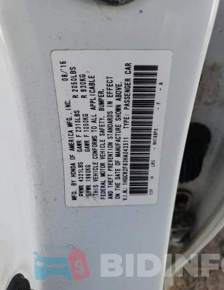 1HGCR2F83HA043511 Photo# 12