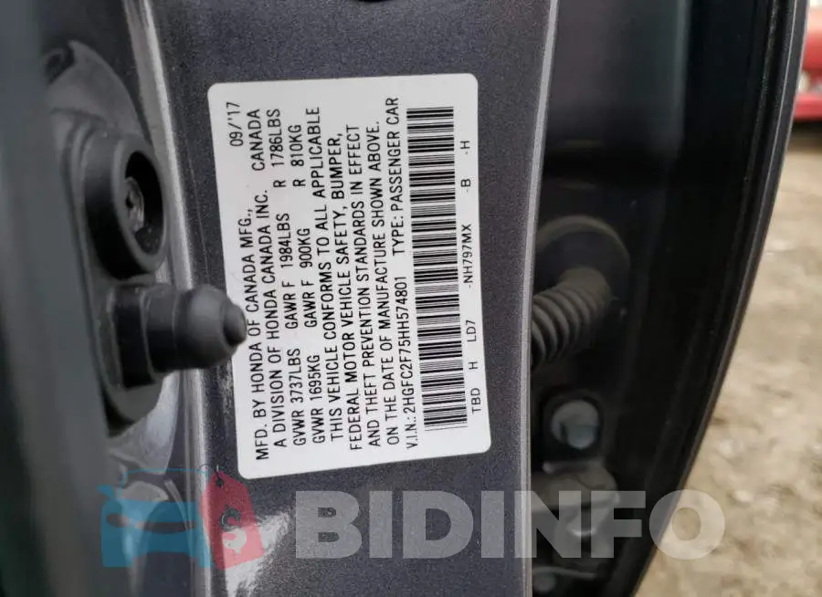 2HGFC2F75HH574801 Photo# 12