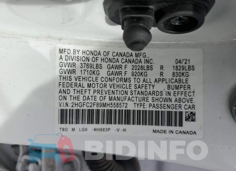2HGFC2F89MH558572 Photo# 12