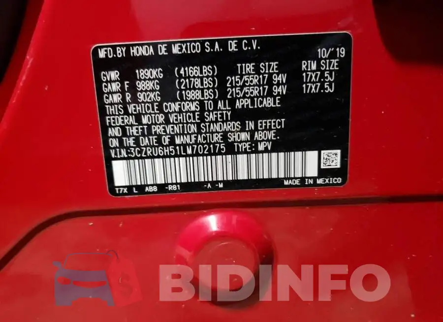 3CZRU6H51LM702175 Photo# 12
