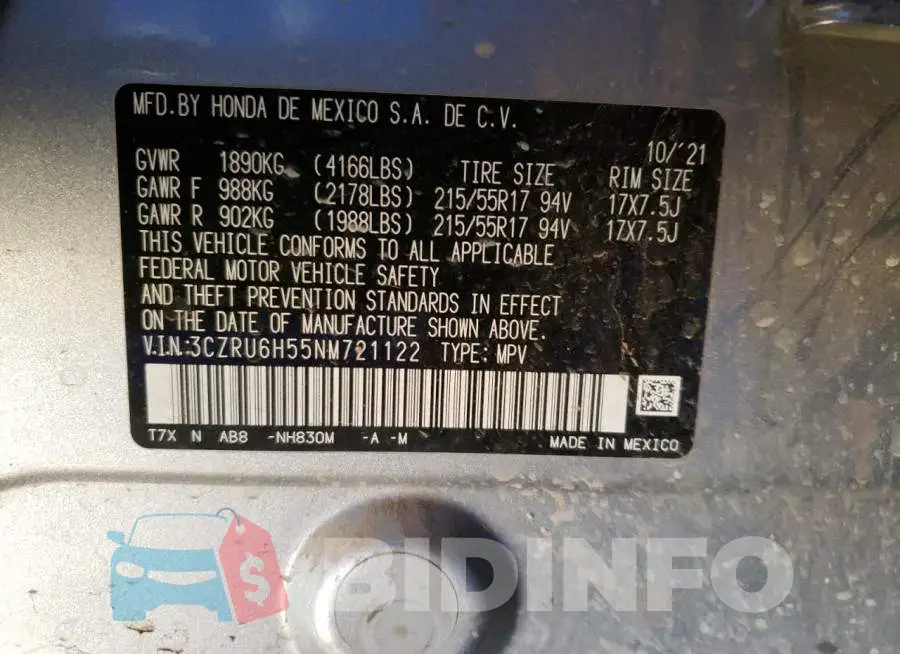 3CZRU6H55NM721122 Photo# 13