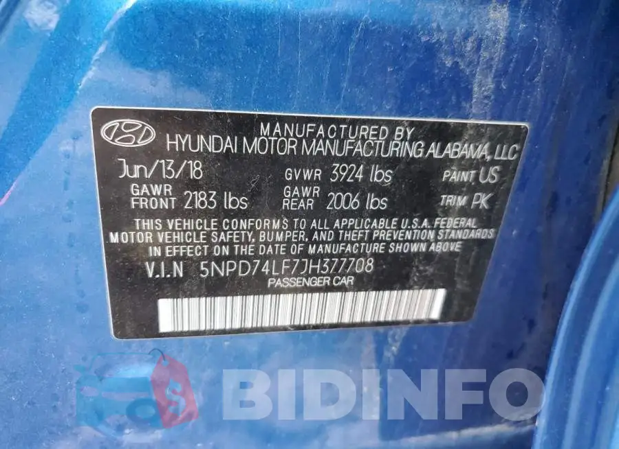 5NPD74LF7JH377708 Photo# 12