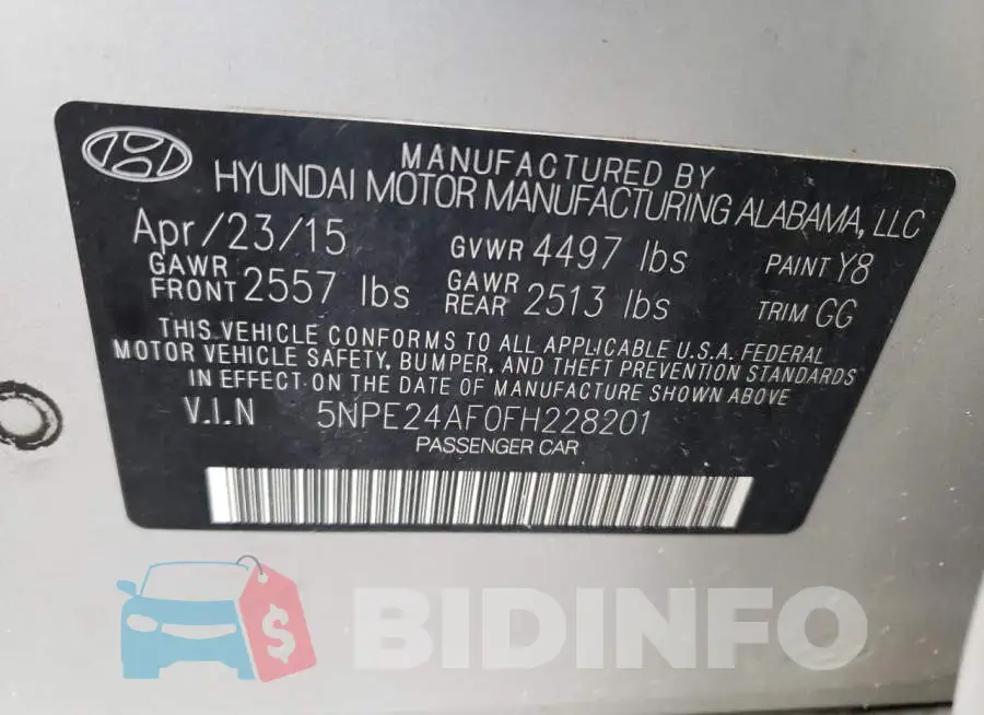 5NPE24AF0FH228201 Photo# 12