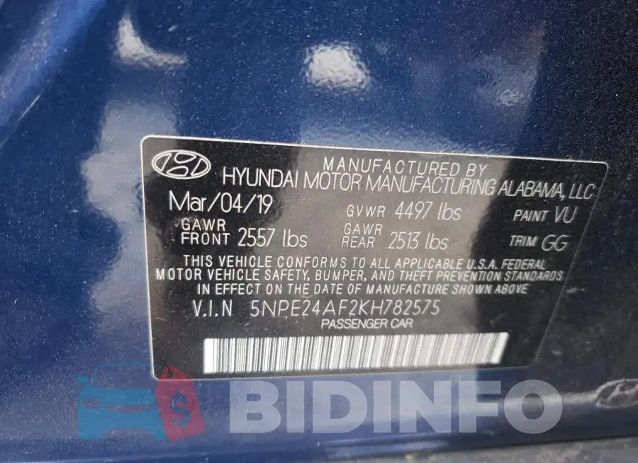 5NPE24AF2KH782575 Photo# 12
