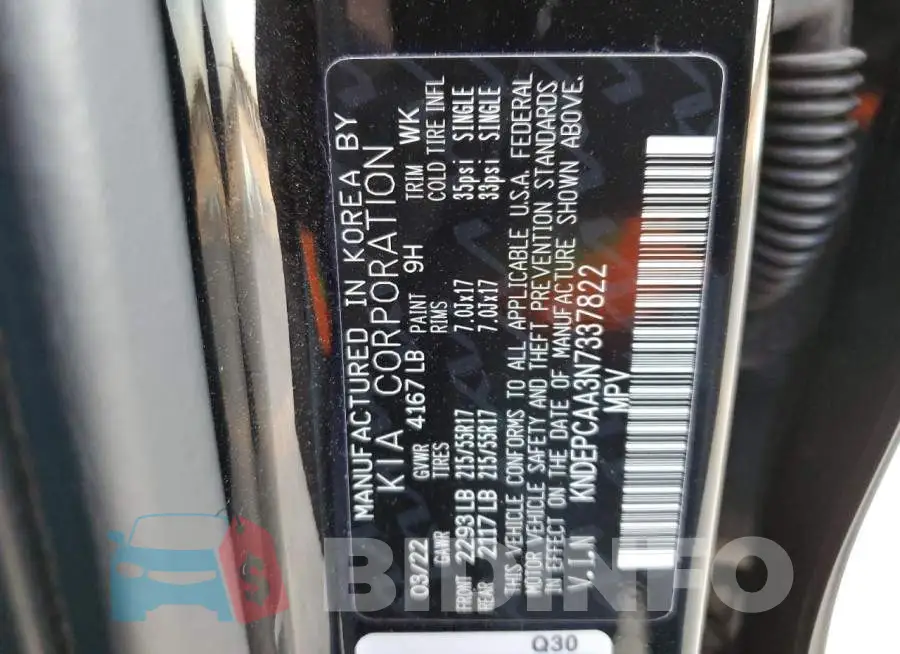 KNDEPCAA3N7337822 Photo# 13