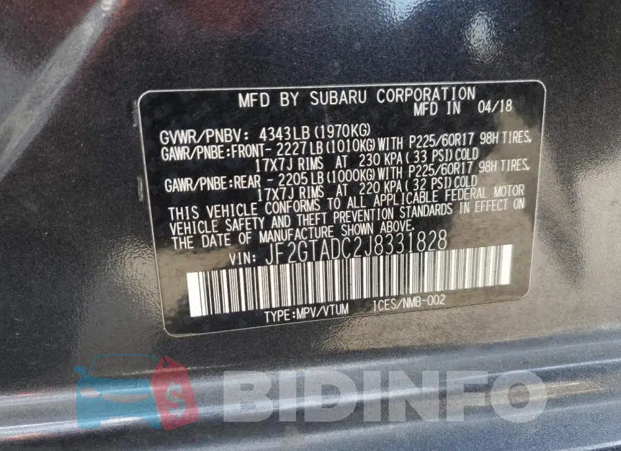 JF2GTADC2J8331828 Photo# 13