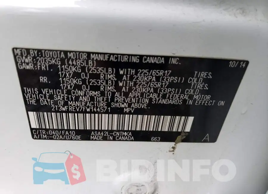 2T3WFREV7FW144571 Photo# 12
