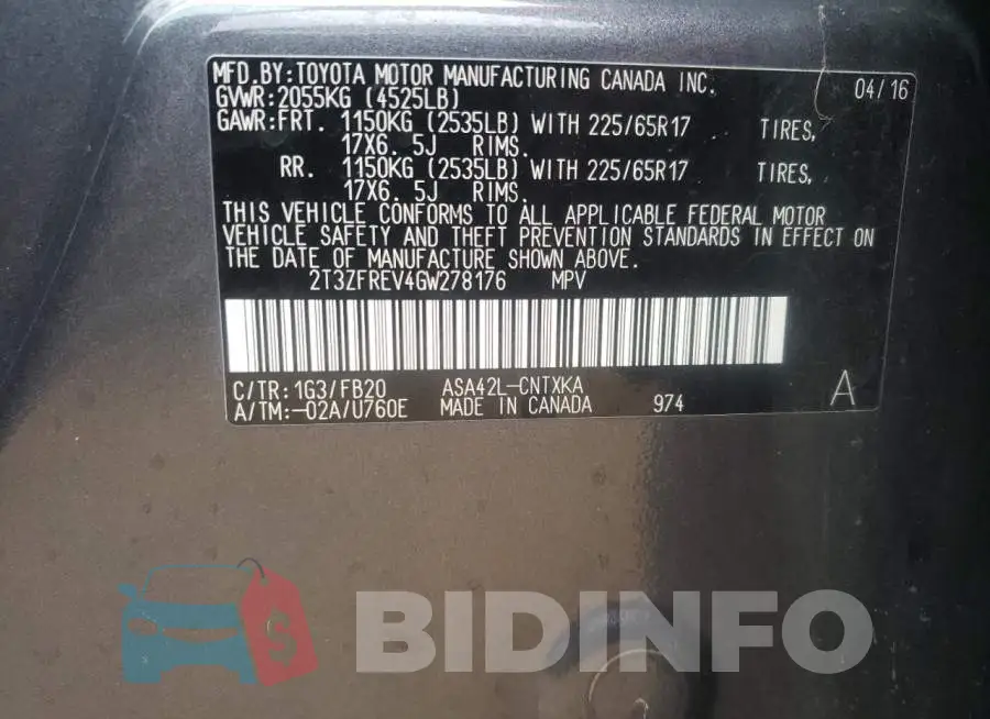 2T3ZFREV4GW278176 Photo# 14