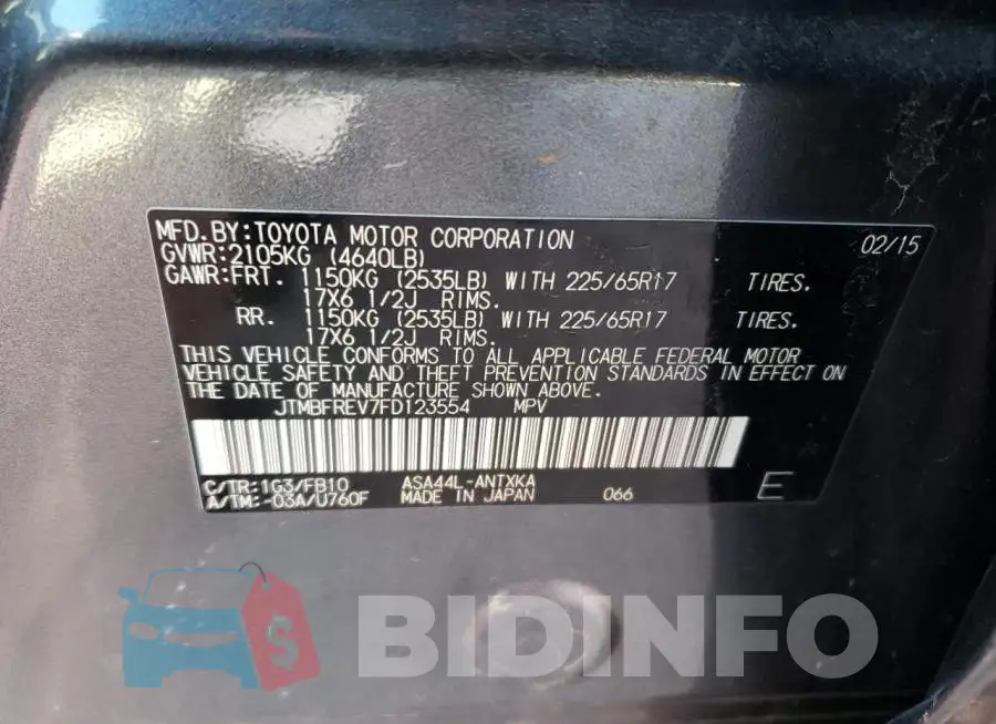 JTMBFREV7FD123554 Photo# 14