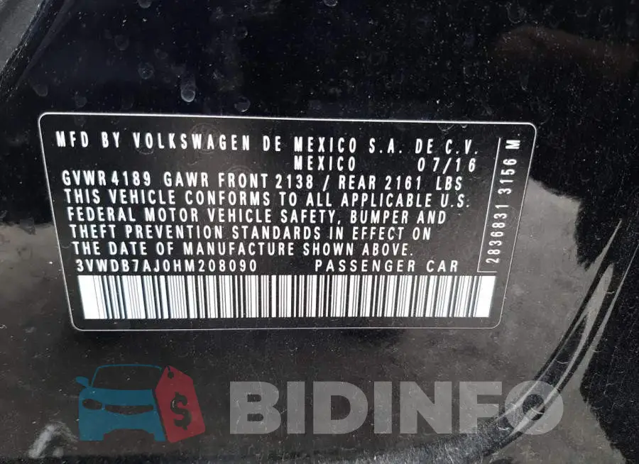 3VWDB7AJ0HM208090 Photo# 13