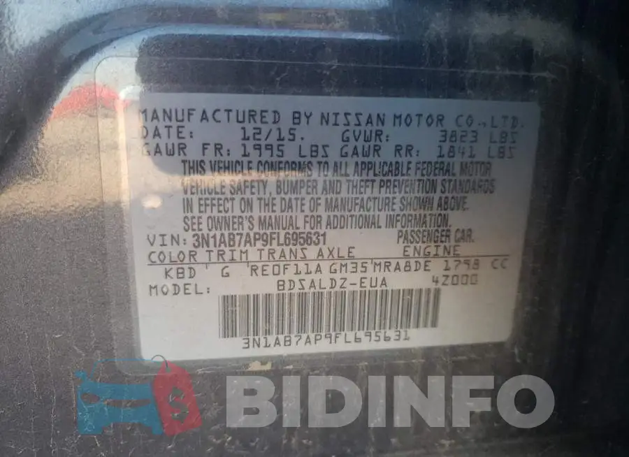 3N1AB7AP9FL695631 Photo# 12