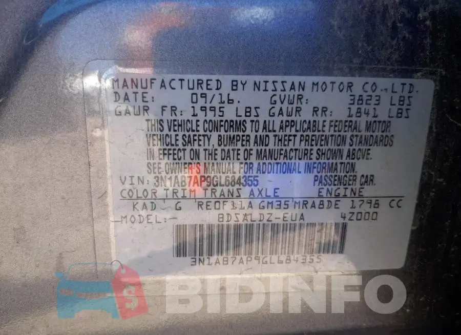3N1AB7AP9GL684355 Photo# 10