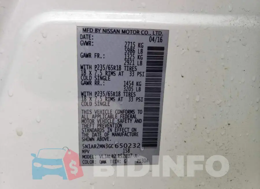 5N1AR2MN3GC650232 Photo# 12