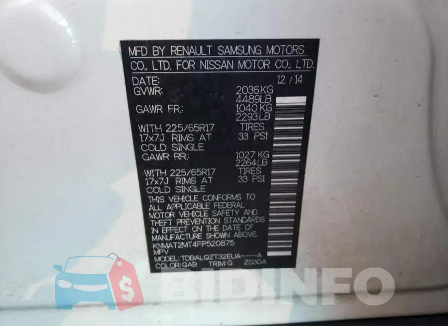 KNMAT2MT4FP520875 Photo# 12