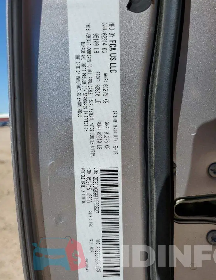 2C3CDXBG6FH863527 Photo# 10