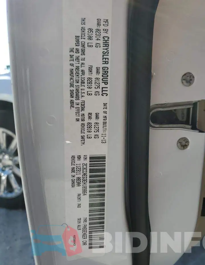 2C3CCAEG3EH189864 Photo# 13