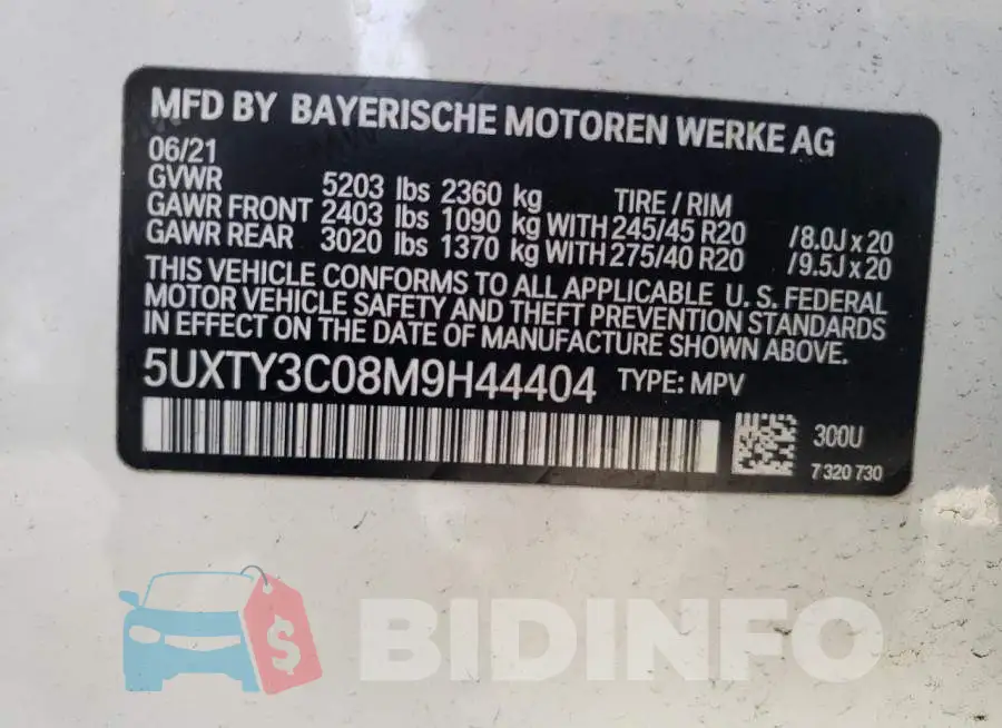 5UXTY3C08M9H44404 Photo# 13
