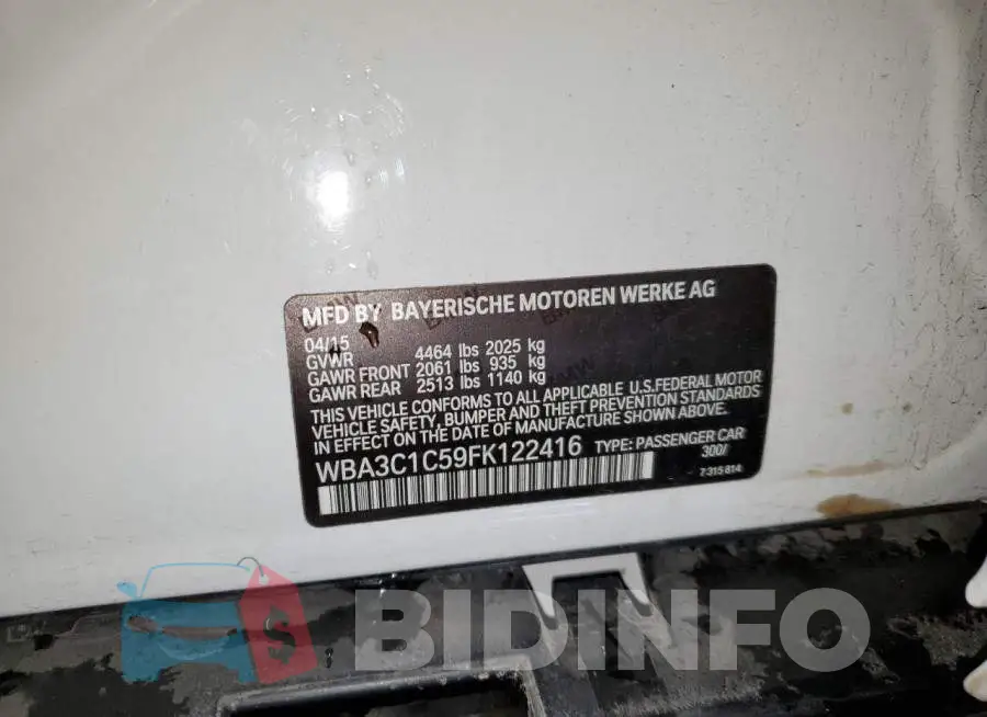 WBA3C1C59FK122416 Photo# 12