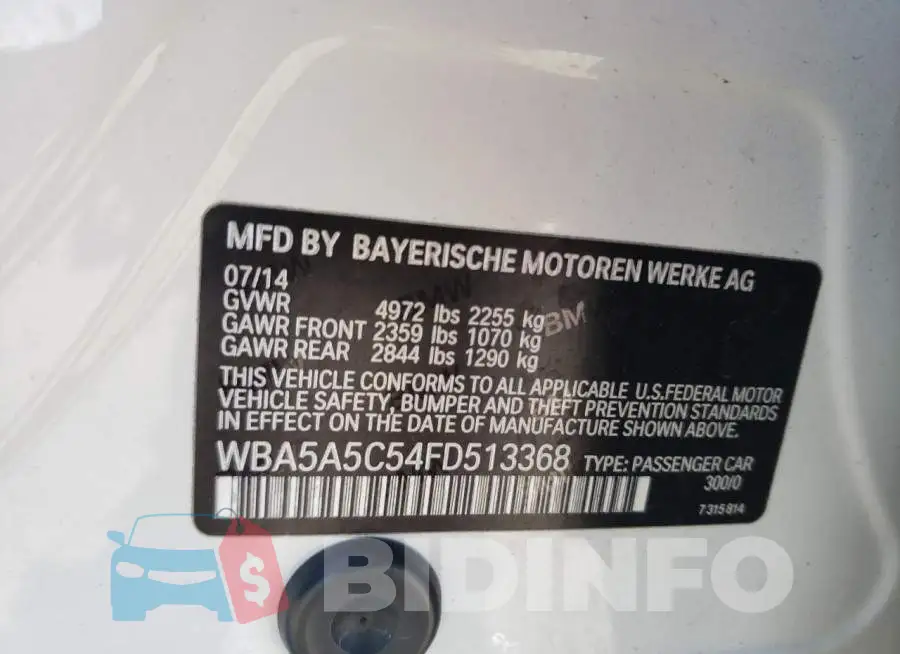 WBA5A5C54FD513368 Photo# 12