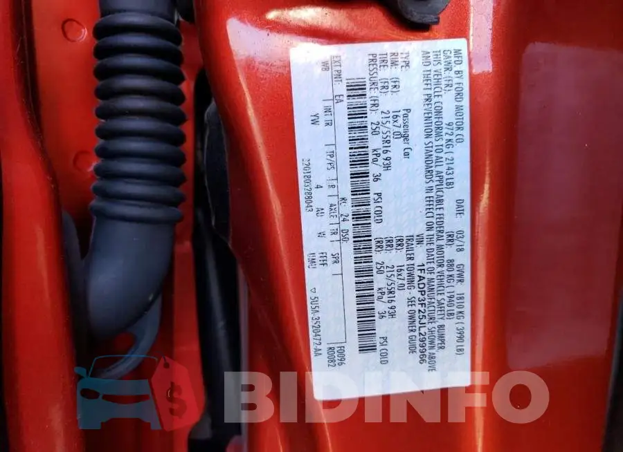 1FADP3F25JL299966 Photo# 13