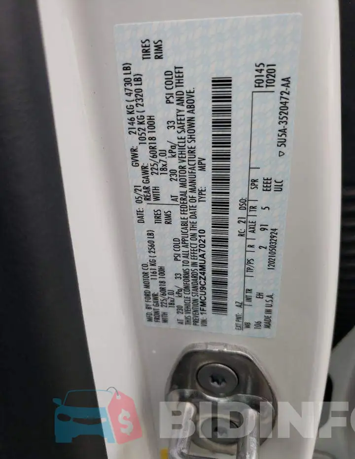 1FMCU9CZ4MUA70210 Photo# 12
