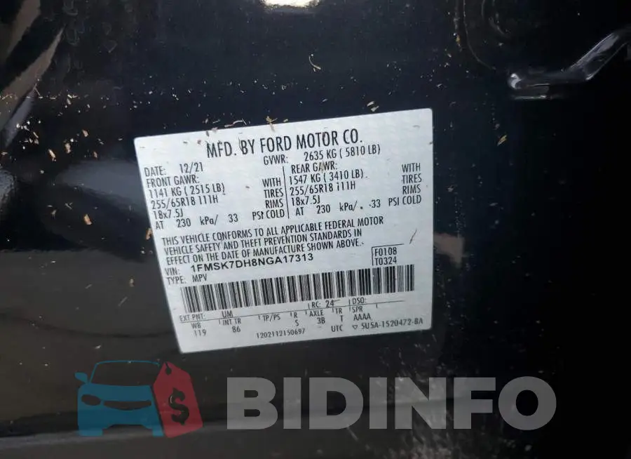 1FMSK7DH8NGA17313 Photo# 10