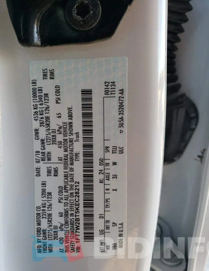 1FT7W2BT5KEC28212 Photo# 13