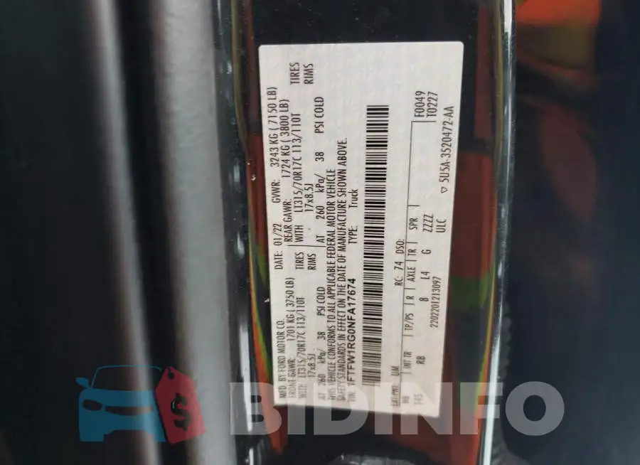 1FTFW1RG0NFA17674 Photo# 12