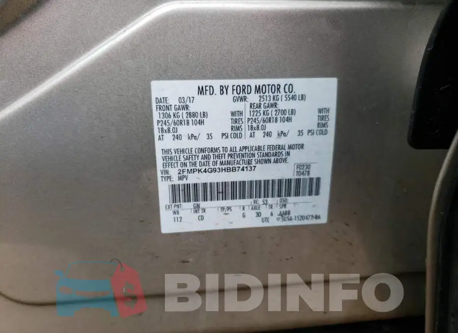 2FMPK4G93HBB74137 Photo# 12