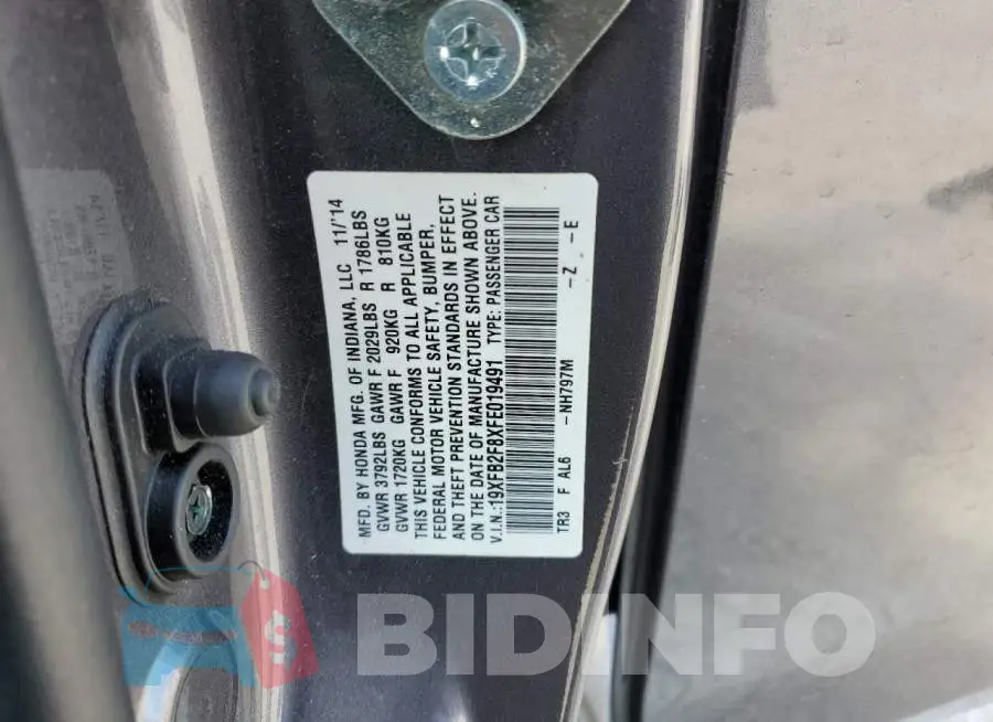 19XFB2F8XFE019491 Photo# 13