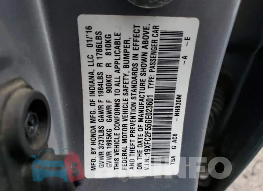 19XFC2F55GE023601 Photo# 12