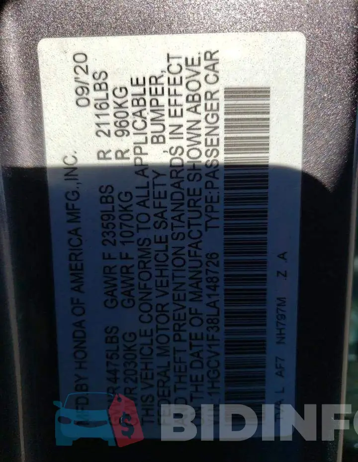 1HGCV1F38LA148726 Photo# 13