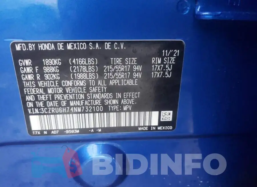 3CZRU6H74NM732100 Photo# 13