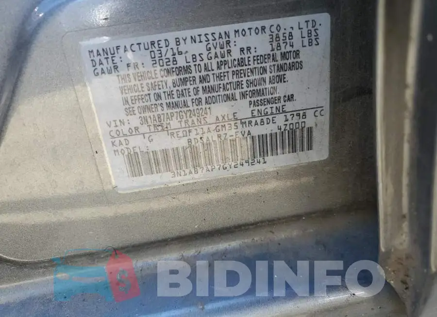 3N1AB7AP7GY249241 Photo# 12
