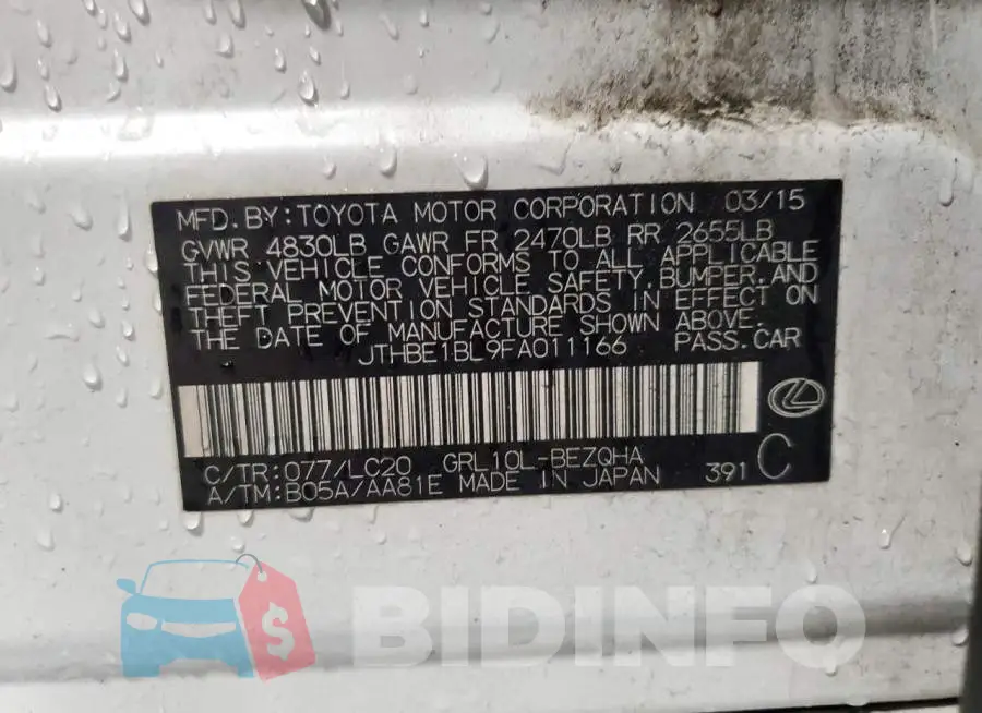 JTHBE1BL9FA011166 Photo# 12