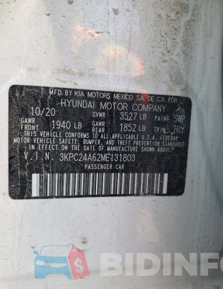 3KPC24A62ME131803 Photo# 10