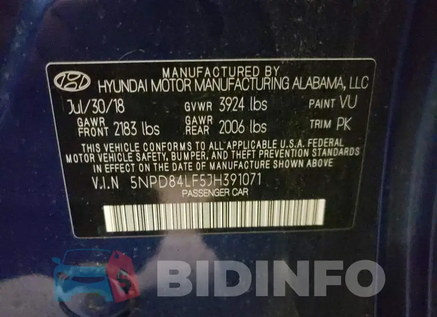 5NPD84LF5JH391071 Photo# 13